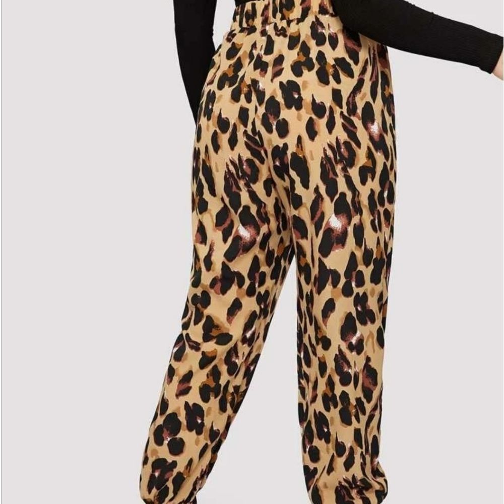SHEIN Leopard Print Elastic Hem Drawstring Pants Size XS - Picture 2 of 15